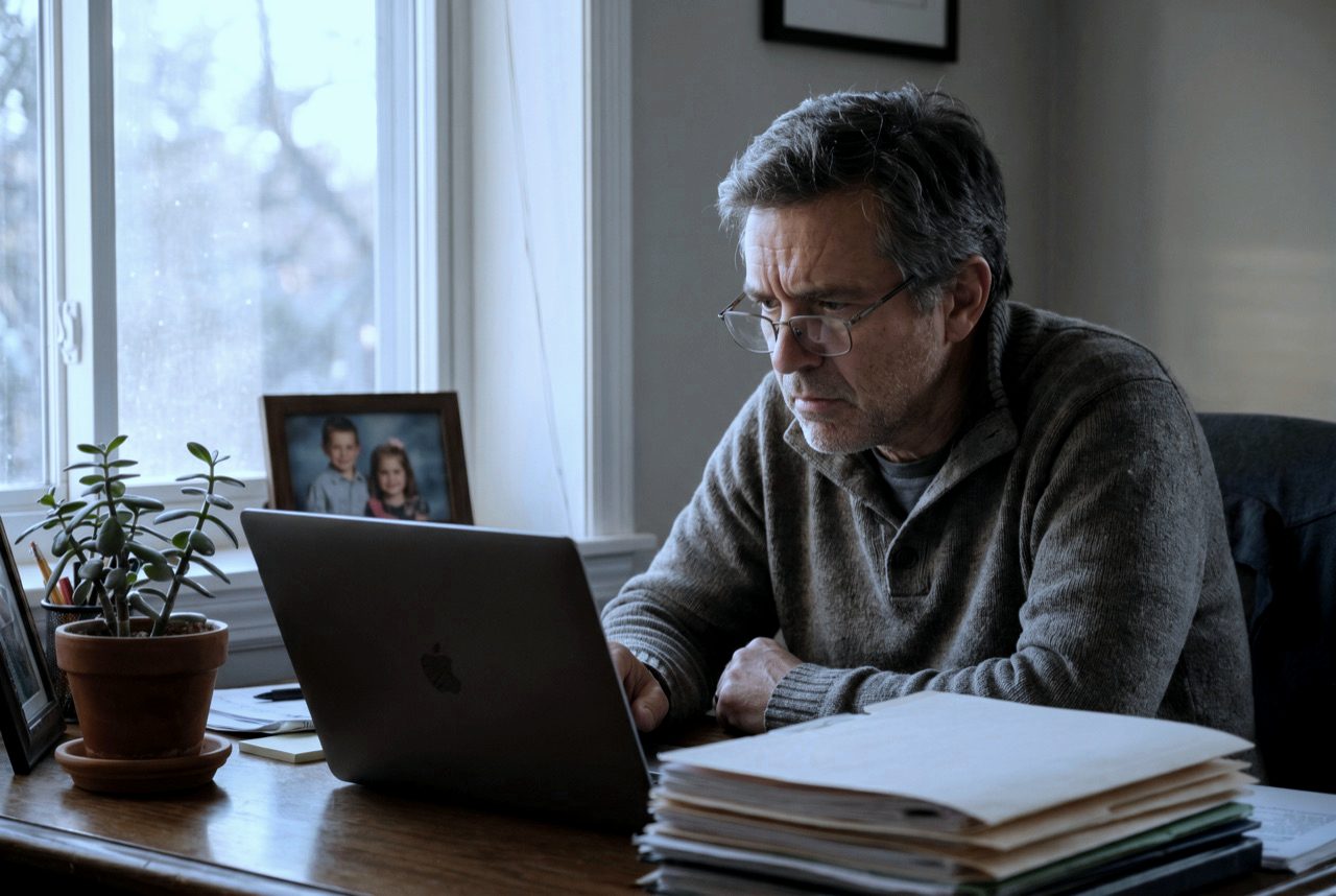 Operations-Manager im Mittelstandsbüro am Laptop