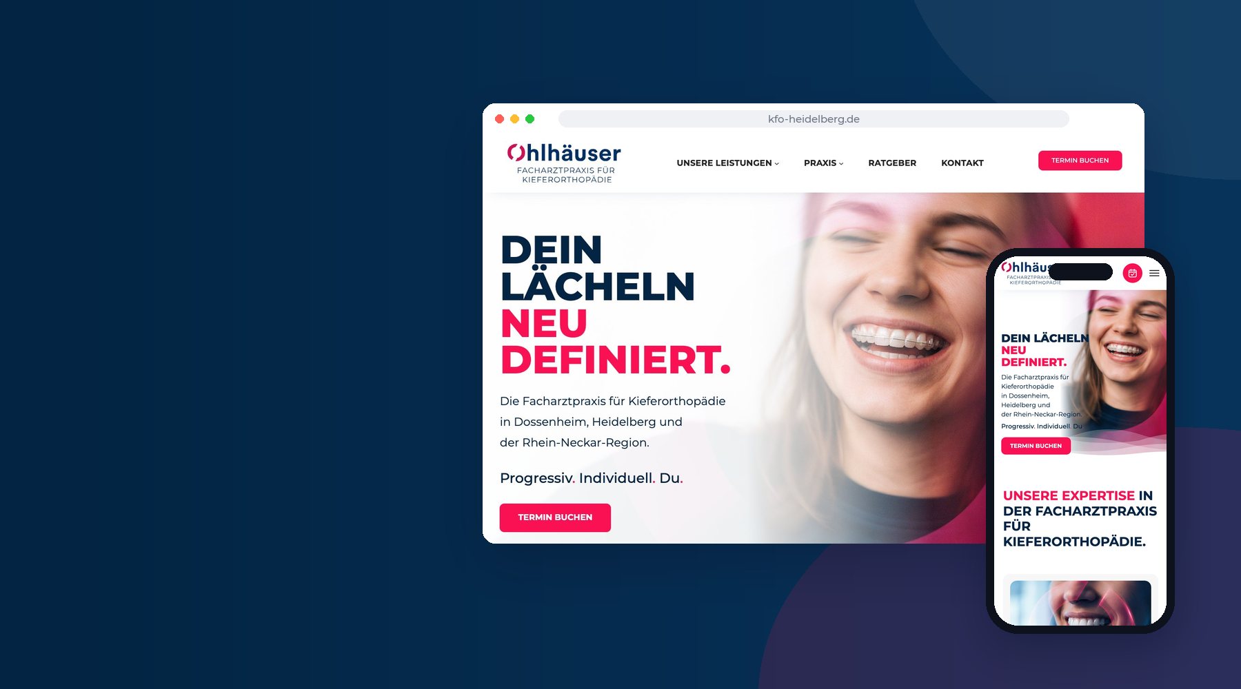 Neue Webseite der Kieferorthopädie Ohlhäuser auf Laptop und Smartphone