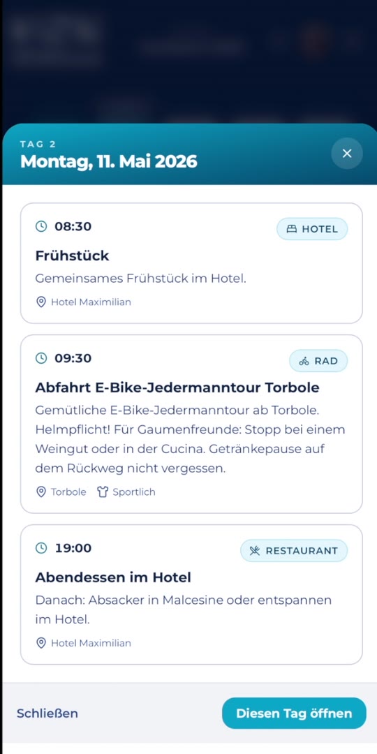 Tagesagenda — Screenshot aus der Garda Event-App