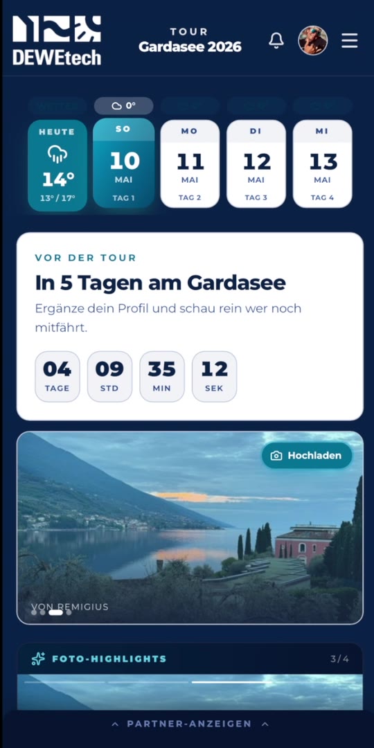 Heute-Screen der Garda Event-App