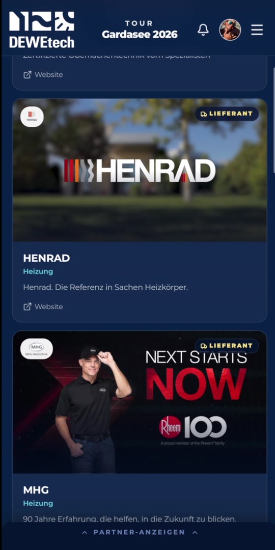 Partner-Anzeigen — Screenshot aus der Garda Event-App