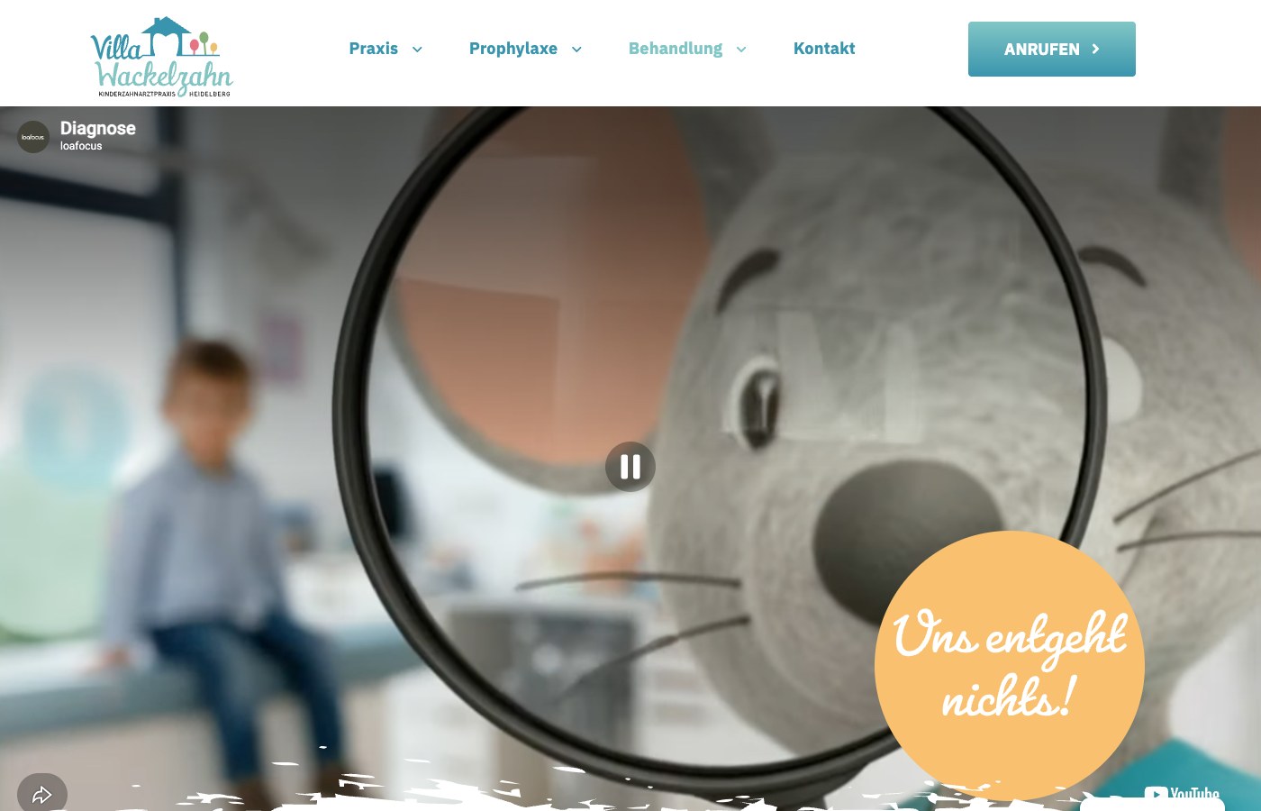Villa Wackelzahn — Diagnose Subseite Screenshot