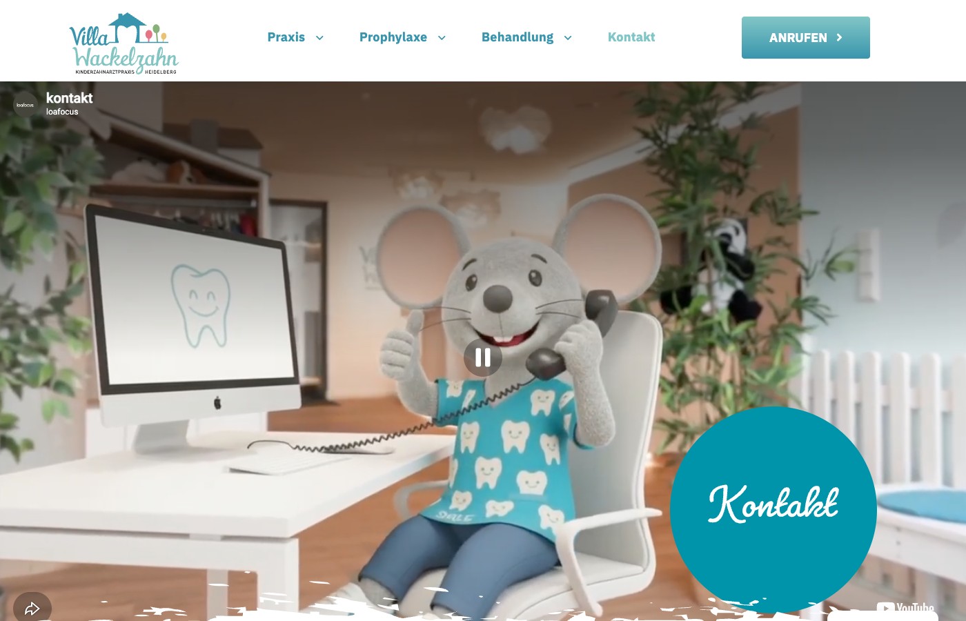 Villa Wackelzahn — Kontakt Subseite Screenshot