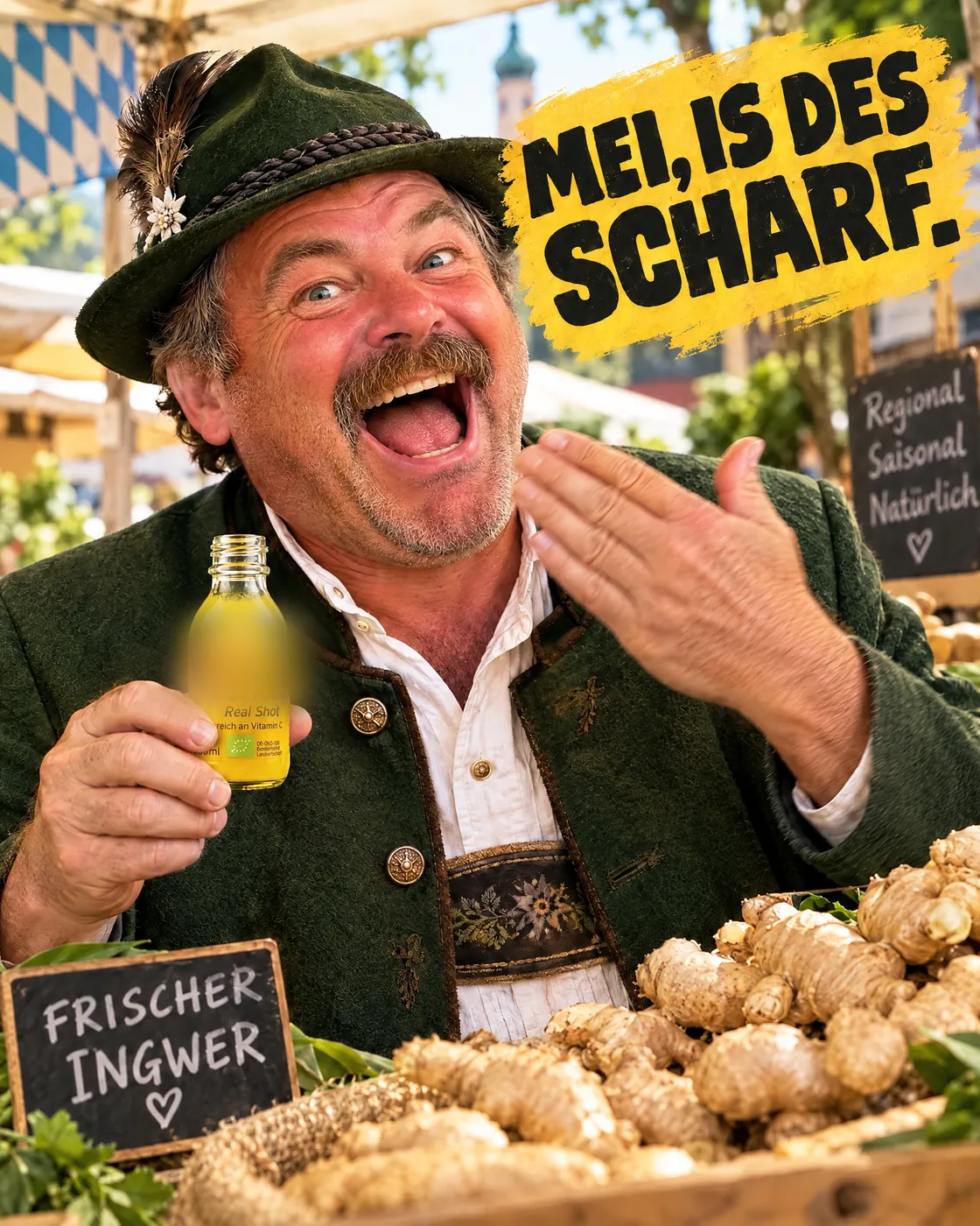 KI-Entwurf: Bayern, „Mei, is des scharf.“