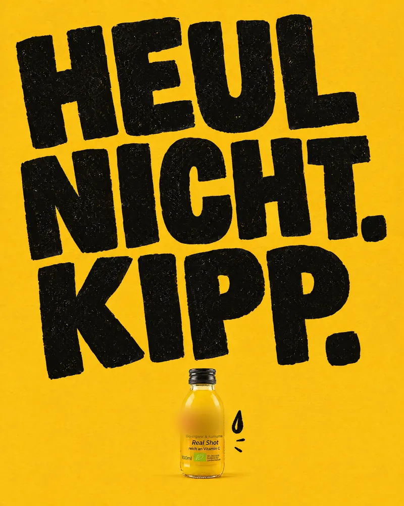 KI-Entwurf: Typo-Plakat „Heul nicht. Kipp.“