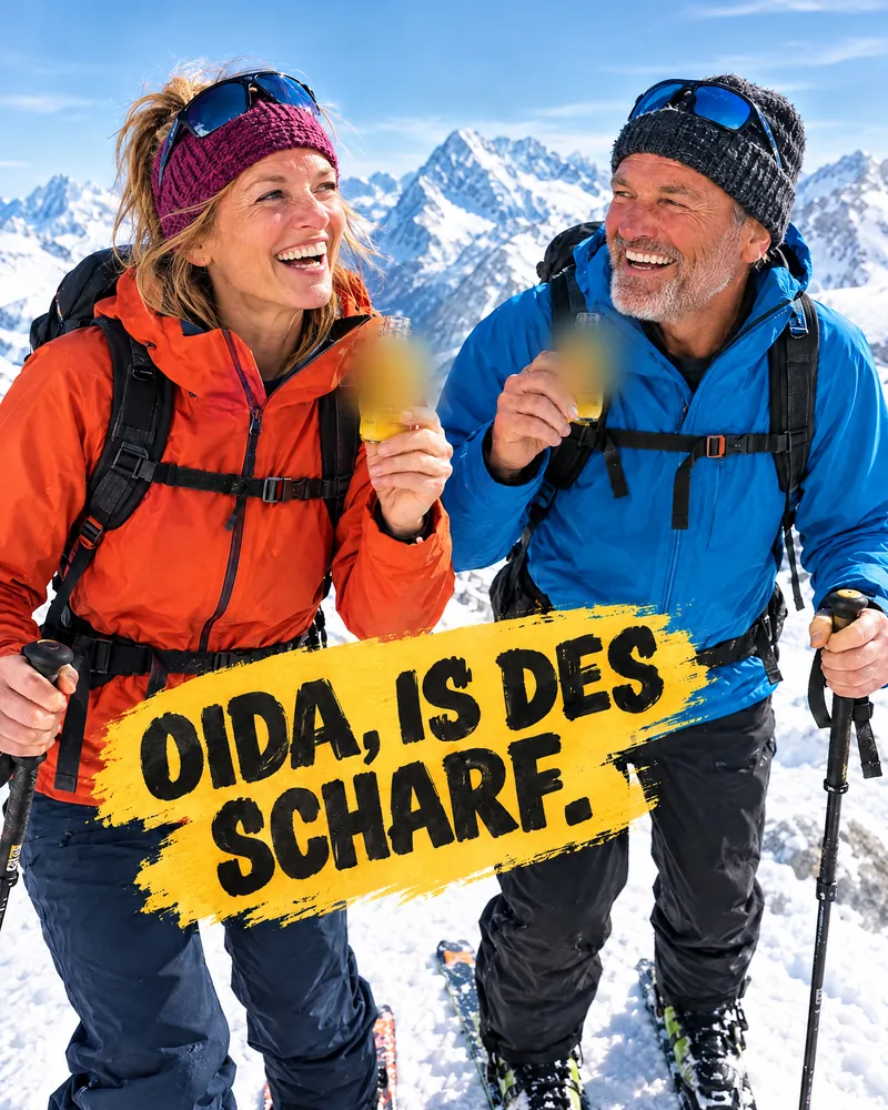 KI-Entwurf: Österreich, „Oida, is des scharf.“