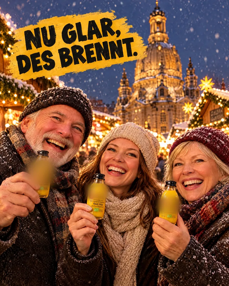 KI-Entwurf: Sachsen, „Nu glar, des brennt.“